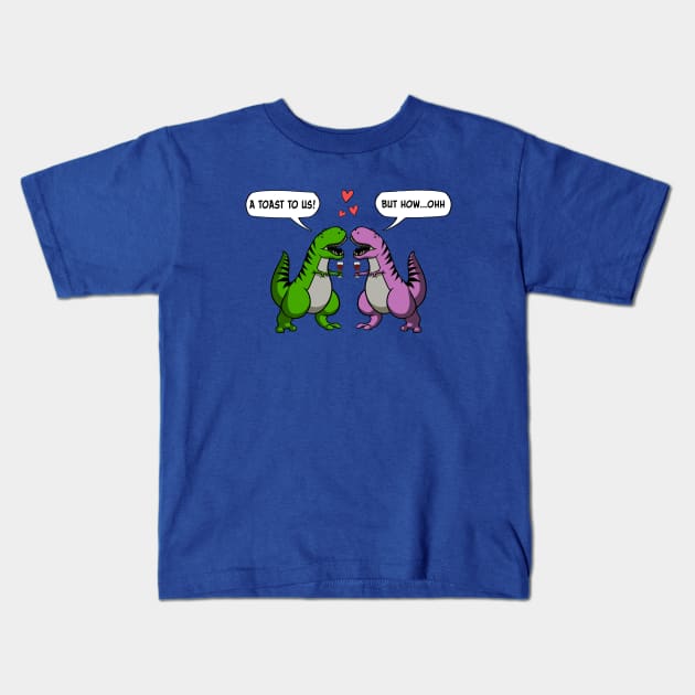 Toast To Us T-Rex Dinosaur Wedding Funny Wine Kids T-Shirt by underheaven